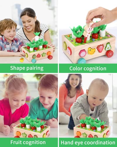 NEFLSI Juguetes Montessori 2 en 1, Juguetes de Madera Juguetes para Apilar y Encajar Juguetes Puzzles Juego de Pescar Juego Educativo Regalos para Regalos de Cumpleaños Navidad de Niños de 3-5 Años