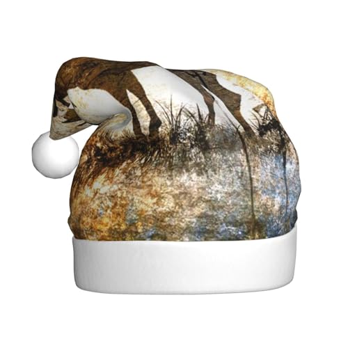 NESLIN Sombrero de Navidad, alce, ciervo, bosque, sombra, silueta, felpa, suministros de fiesta de Navidad y Año Nuevo
