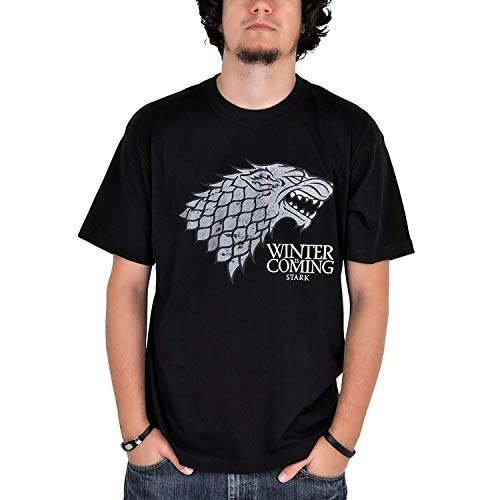 (NEX) Logo Stark Camiseta Negra Chico T-S Game of Thrones