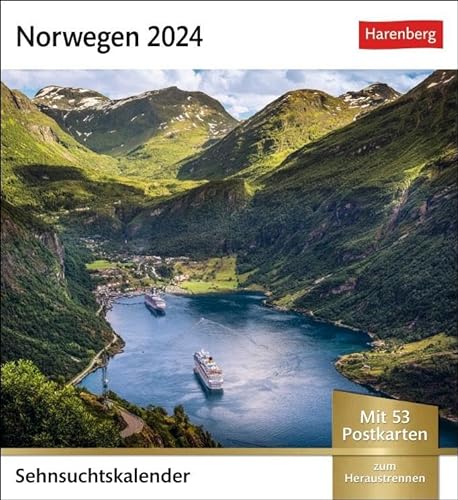 Norwegen Sehnsuchtskalender 2024. Urlaubsträume in einem Tischkalender im Postkartenformat. Jede Woche neue Eindrücke verpackt in einen Foto-Kalender. ... Aufhängen: Wochenkalender mit 53 Postkarten
