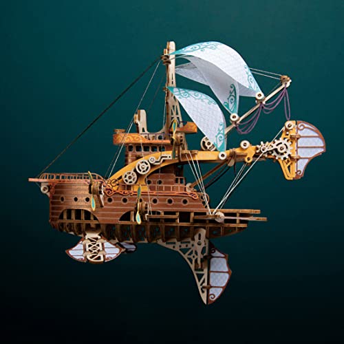 Novaray Puzzle steampunk 3D, 421 piezas DIY fantasía nave espacial artesanía obra maestra en 80 días alrededor del mundo 3D steampunk rompecabezas modelo de juguete, para decoración del hogar, 22 x