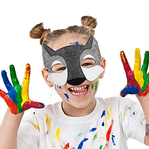 NUOBESTY 3 Piezas Máscara de Lobo Fieltro Media Máscaras de Lobo Animal de Dibujos Animados Hombre Lobo Máscaras Cosplay Disfraz Vestir Máscaras de Disfraces para Niños Vestir
