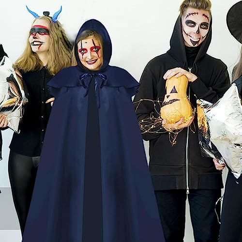 Odavom Disfraz de capa para adultos | Capa negra con capucha - Capa de vampiro bruja negra con capucha para escenario, mascarada, foto artística