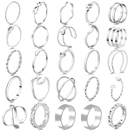 ONESING 18-31 anillos de nudillos para mujer, conjuntos de anillos apilables para niñas, bohemios, retro, vintage, anillos de oro para mujeres y hombres, anillos de cristal con flores talladas huecas,