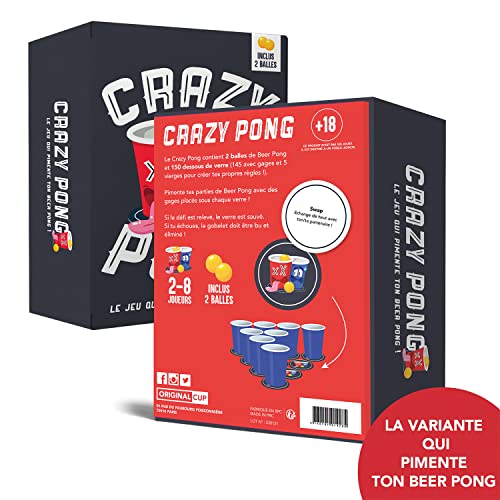 Original Cup Crazy Pong® | Dale Sabor a tu Beer Pong | La Variación Verdad o Reto | 150 Apuestas | 2 Bolas | La Mejor Idea de Regalo 2021 | Juego de Beer Pong | Aperitivo | Fiesta