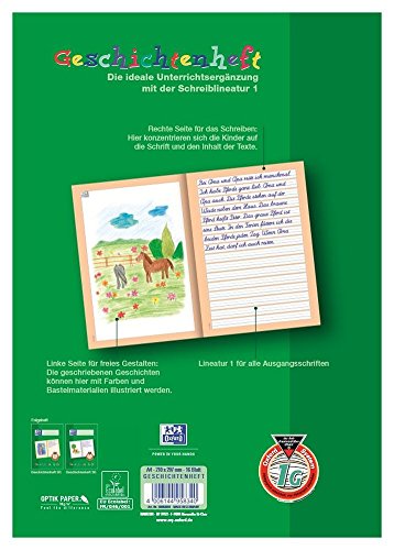 Oxford 100050091 - Cuaderno de caras, A4, alineación 1G, clase 2, sistema de aprendizaje, 16 hojas, 90 g/m2, color verde