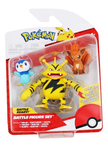 Pack de 3 Figuras de combate piplup electrabuzz vulpix de Pokémon