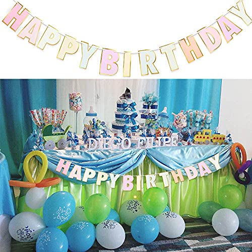 Pancarta de feliz cumpleaños, colorido macarón feliz cumpleaños para el hogar o el jardín, cartas de cumpleaños coloridas, paquete todo en uno para decoración de fiesta de cumpleaños