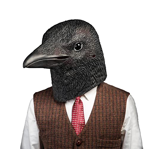 PartyCostume Máscara de Cuervo Pájaro Negro Máscaras de Cabeza de Animal de Látex Realistas Para Halloween Desfile de Carnaval Fiesta de Disfraces