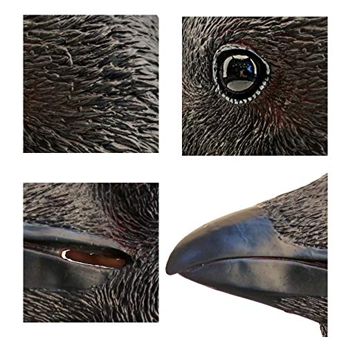 PartyCostume Máscara de Cuervo Pájaro Negro Máscaras de Cabeza de Animal de Látex Realistas Para Halloween Desfile de Carnaval Fiesta de Disfraces