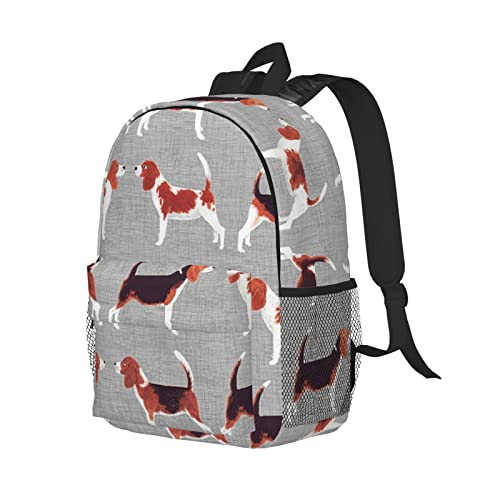 PartyUnix Beagle Patterns - Bolsa de hombro ligera de 15 pulgadas, ligera y fácil de llevar, adecuada para salir, aprendizaje y uso en la oficina, Negro -, Talla única