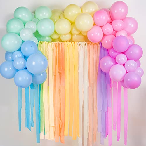 PartyWoo Serpentinas de papel crepé, 6 rollos de 492 pies, paquete de serpentinas de fiesta en 6 colores pastel para decoraciones de cumpleaños, decoraciones de fiesta (1.8 pulgadas x 82 pies/rollo)