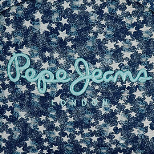 Pepe Jeans Denim Star Mochila Saco Con Cremallera Azul 35x46 cms Poliéster