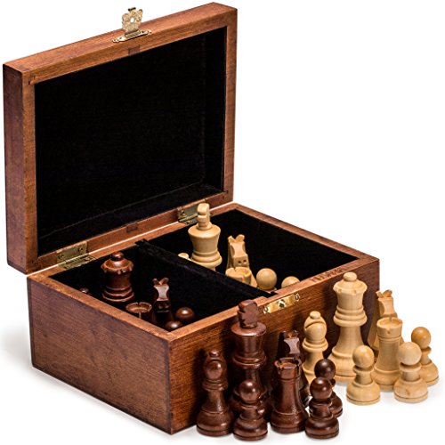 Piezas de ajedrez para torneos Staunton núm. 4 Husaria, con 2 Reinas adicionales y Caja de Madera, Reyes de 76 millimetro