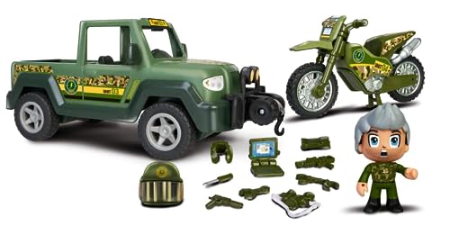 Pinypon Action - Pack 2 Vehículos de Las Fuerzas Especiales, Set de Moto y Pickup, Incluye 1 Figura y Accesorios de Las Fuerzas Especiales, para niños y niñas Desde 4 años, Famosa (PNC45000)