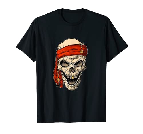 Pirata cráneo en pañuelo pirata aventura Camiseta