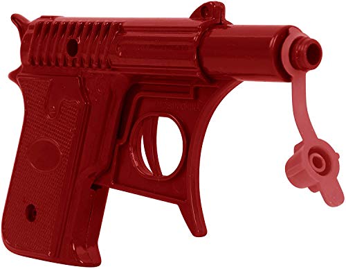 Pistola de metal fundido a presión, gran diversión retro para niños y adultos, pistola de juguete de juego de rol con 12 balas de goma blanda (pistola de metal espiga, rojo)