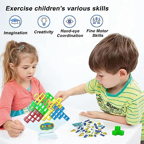 PKKP Tetra Tower Juego de 48 piezas Tetris Balance Toy, juego de equilibrio para niños y niñas a partir de 3 años