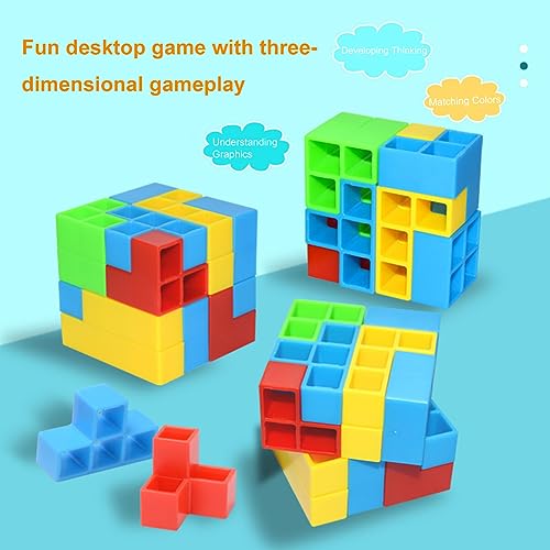 PKKP Tetra Tower Juego de 48 piezas Tetris Balance Toy, juego de equilibrio para niños y niñas a partir de 3 años