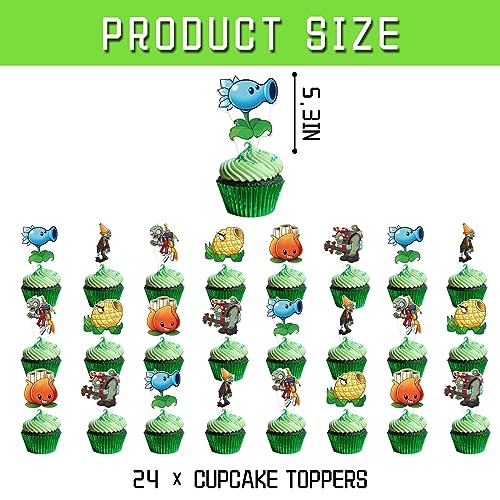 Plants vs Zombies Party Supplies, Plants Game Theme Cake Cupcake Toppers Set for Kids Zombies Birthday Party Decorations Party Favor