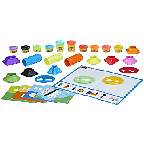 Play-Doh - Formas y colores - Juguete preescolar - 5 manteles, 15 herramientas, 10 colores - A partir de 2 años (Exclusivo de Amazon)