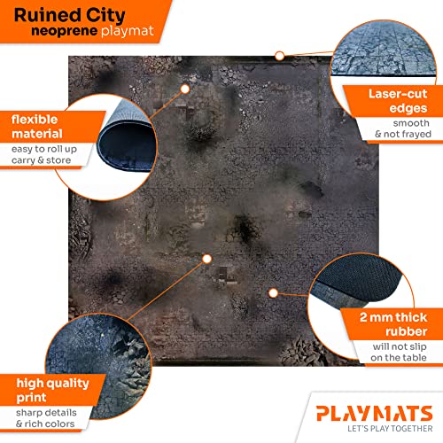 PLAYMATS- Fallout Alfombra de Juego de Goma, Color Ciudad ruina, 36"x36" / 91,5x91,5 cm (A010-R)