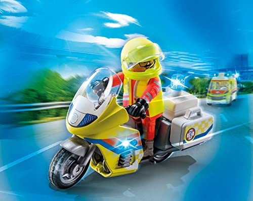 PLAYMOBIL City Life 71205 Moto de Emergencias con luz Intermitente, Juguete para niños a Partir de 4 años