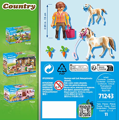 PLAYMOBIL Country 71243 Caballo con Potro, Animales para el picadero y la Granja, Juguete para niños de 4 años