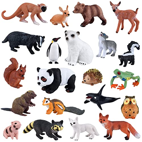 PLULON 21 Piezas Figuras de Animales de Safari Juguetes Figuras Animales del Bosque Figuras realistas Animales Salvajes del zoológico, figuritas Criaturas del Bosque, Juego Animales Selva plástico