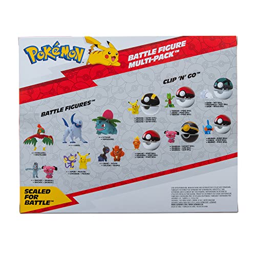 Pokemon Battle Figure Multipack (8PK: Female Pikachu, Jigglypuff #1, Rockruff, Sneasel, Abra, Ditto, Leafeon, Magikarp) W8