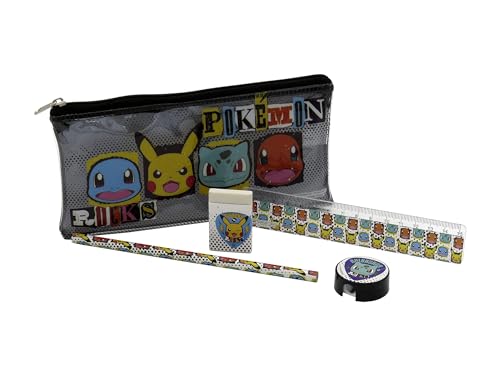 Pokémon- Estuche con Material Escolar, Portatodo, Lápiz, Regla, Goma de Borrar, Sacapuntas, Multicolor, Producto Oficial (CyP Brands)