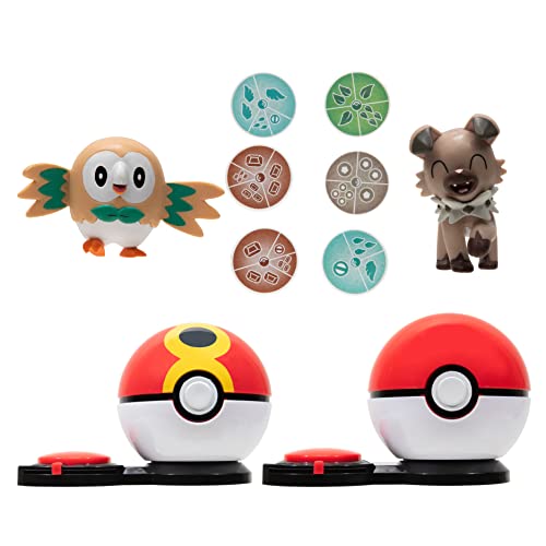 Pokemon Game Surprise Attack Game Rowlet with Repeat Ball vs. Rockruff with Poke Ball - W2 PKW2723