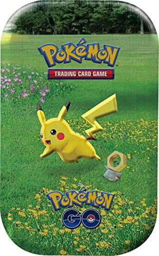 Pokémon GO: Mini Tin | Modelo Aleatorio | Cartas coleccionables | A Partir de 6 años, Color Verde y Amarillo (POKGOMINTIN01)
