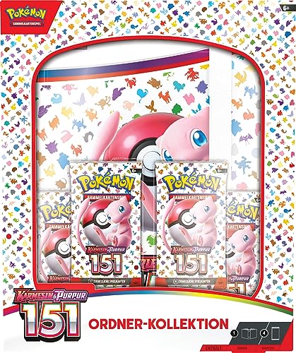 Pokémon - Juego de cartas coleccionables: colección Carmesin & Purple – 151 (carpeta con 360 ranuras para tarjetas y 4 paquetes de refuerzos)