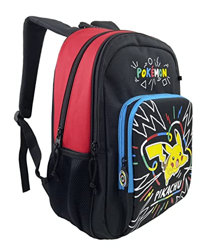 Pokémon- Mochila, Pikachu, Mochila escolar, Adaptable a carro, Material escolar,Backpack, Color negro, Producto Oficial (CyP Brands)