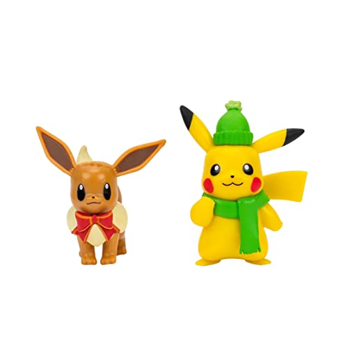 Pokemon PKW2814 – Juego de Figuras de Batalla de Invierno Pikachu y Evoli