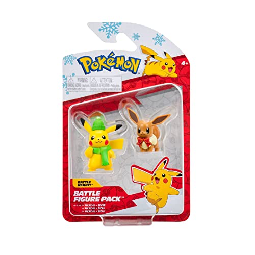Pokemon PKW2814 – Juego de Figuras de Batalla de Invierno Pikachu y Evoli