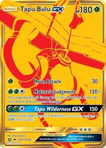 Pokemon - Tapu Bulu GX SV91/SV94 - Hidden Fates: Shiny Vault - Tarjeta dorada de arte completo