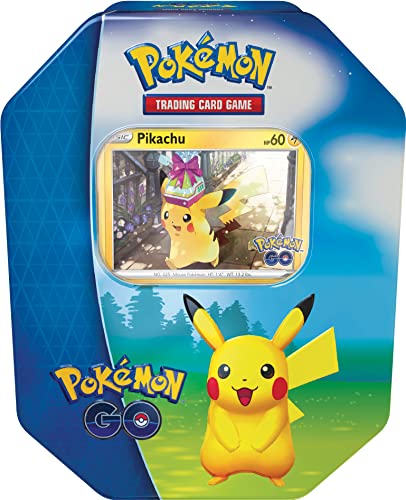 Pokémon TCG GO Tin-Pikachu (2 Tarjetas de Aluminio y 4 Paquetes de Refuerzo), Individual (699-17234)