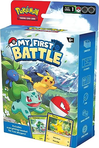 Pokemon TCG: Mi Primera Batalla: Pikachu y Bulbasaur (Kit de Inicio Que Incluye 2 Mini Barajas y Accesorios listos para Jugar)