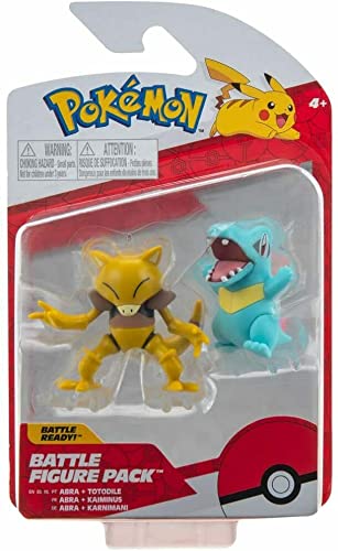 Pokemon Toy Figure - 5-8 cm Abra & Totodile Pack Figures - New Wave 2022 - Official Licensed Toy