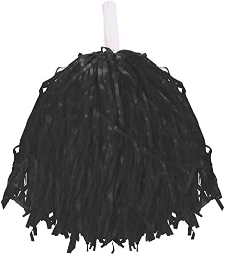 Pompones de animadora para disfraz de animadora, pompones ligeros con asas de agarre para niños y adultos, color: negro