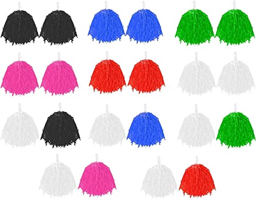 Pompones de animadora para disfraz de animadora, pompones ligeros con asas de agarre para niños y adultos, color: negro