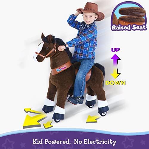 PonyCycle Juguete oficial de equitación para niños pequeños con freno y sonido, 76 cm de altura/tamaño 3 para 3 – 5 años, caballo de chocolate, juguete de peluche, modelo Ux321