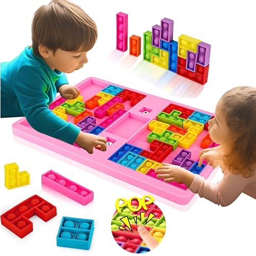 Pop It Fidget Toy Puzzles Niños 3 4 5 6 Años Juguete Popit Juguetes Antiestres Niños Juguetes Antiestrés Juguetes Sensoriales Juguetes Educativos Juegos Infantiles Juego de Dos Jugadores Rosa