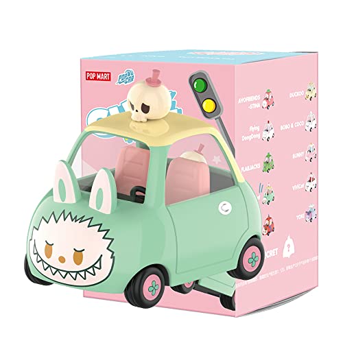 pop mart POPCAR Cute Private Car Series,Caja de figuras de acción exclusiva de 3 piezas, caja a granel, juguete de arte coleccionable, bonita figura creativa, fiesta de cumpleaños, vacaciones