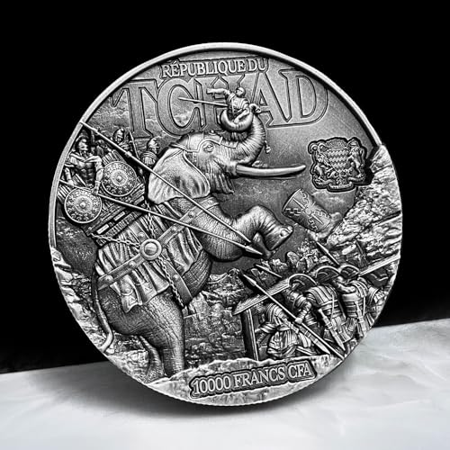 Power Coin Hannibal Masters of War 2 Oz Moneda Plata 10000 Francs Chad 2024