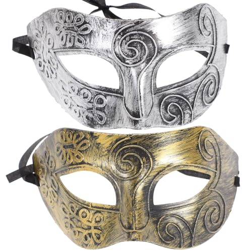 PRETYZOOM - Lote de 2 máscaras fantasma de la Opera para bailes de mascarada para mujer, de lujo, mascarada, estilo retro, romana, para la mitad del rostro