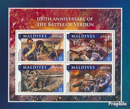 Prophila Collection Maldivas 6701-6704 Sheetlet (Completa. edición.) 2016 Batalla por Verdun (Sellos para los coleccionistas) Militar