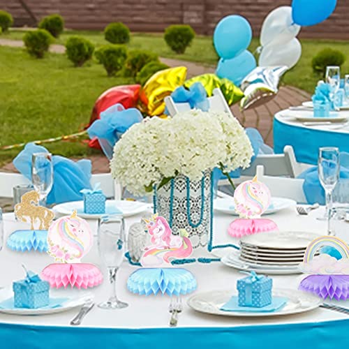 Puoxbim 9 unids unicornio centros de mesa fiesta, panal decoración de mesa para niñas, cumpleaños, baby shower boda